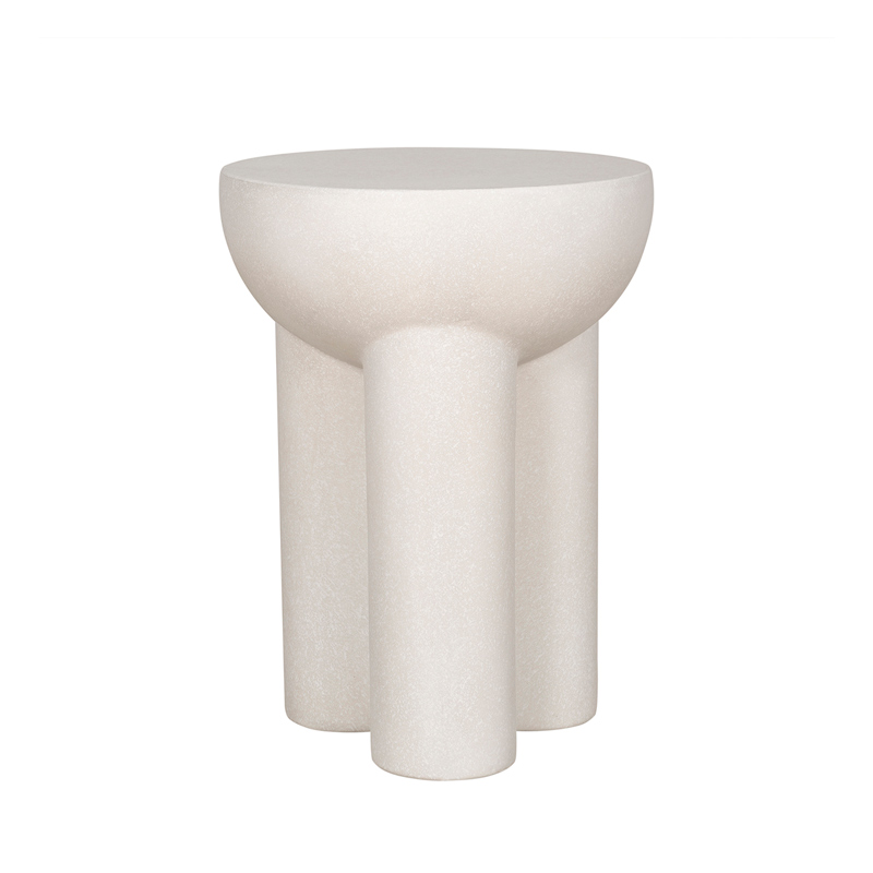 Modern Round GFRC Side Table with Rounded Bowl Top and Triple Cylindrical Legs