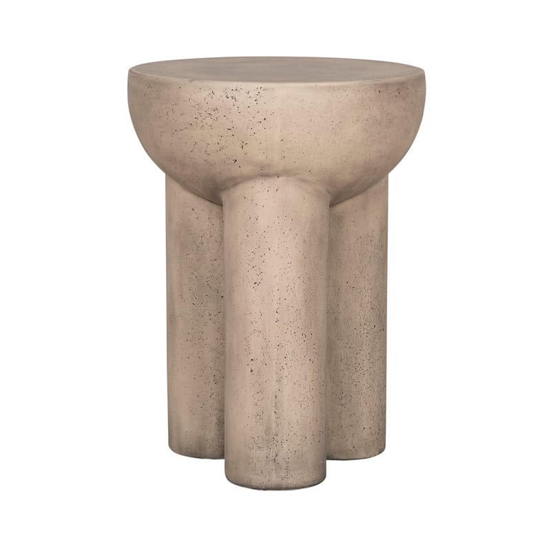 Modern Round GFRC Side Table with Rounded Bowl Top and Triple Cylindrical Legs