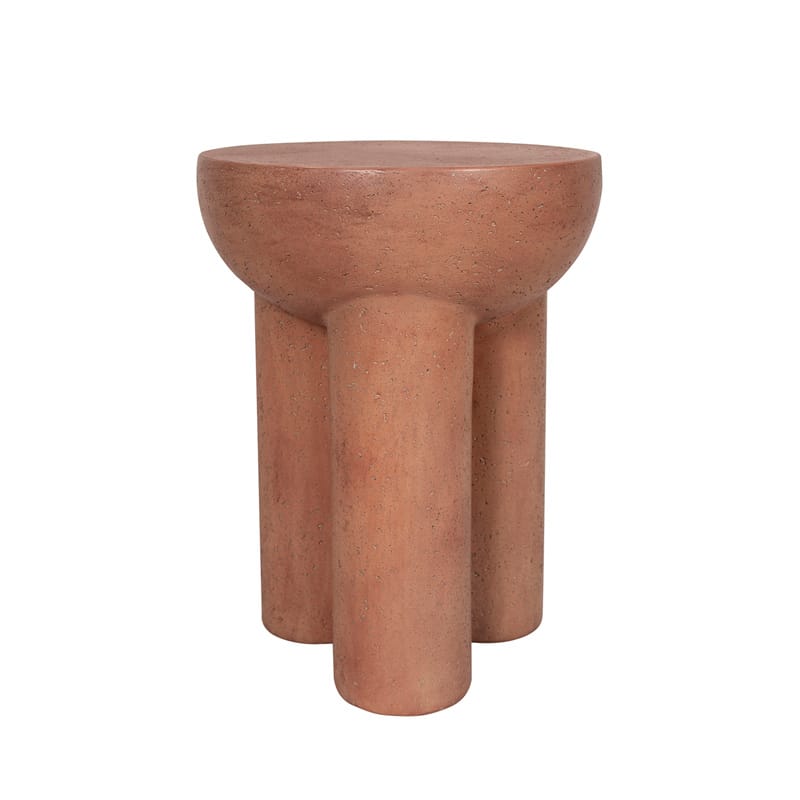 Modern Round GFRC Side Table with Rounded Bowl Top and Triple Cylindrical Legs