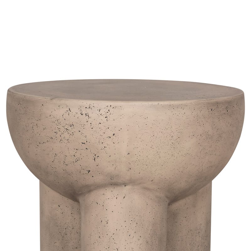 Modern Round GFRC Side Table with Rounded Bowl Top and Triple Cylindrical Legs