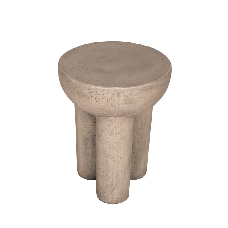 Modern Round GFRC Side Table with Rounded Bowl Top and Triple Cylindrical Legs