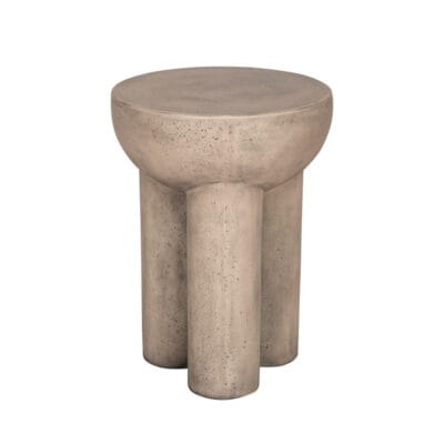 Modern Round GFRC Side Table with Rounded Bowl Top and Triple Cylindrical Legs