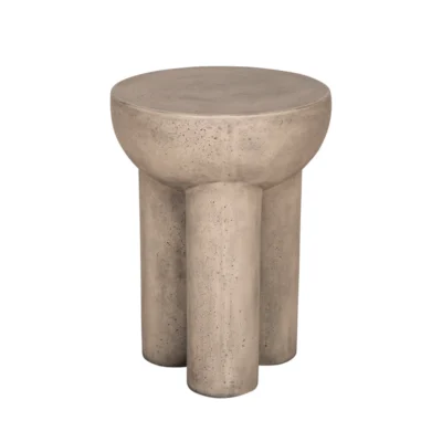 Modern Round GFRC Side Table with Rounded Bowl Top and Triple Cylindrical Legs