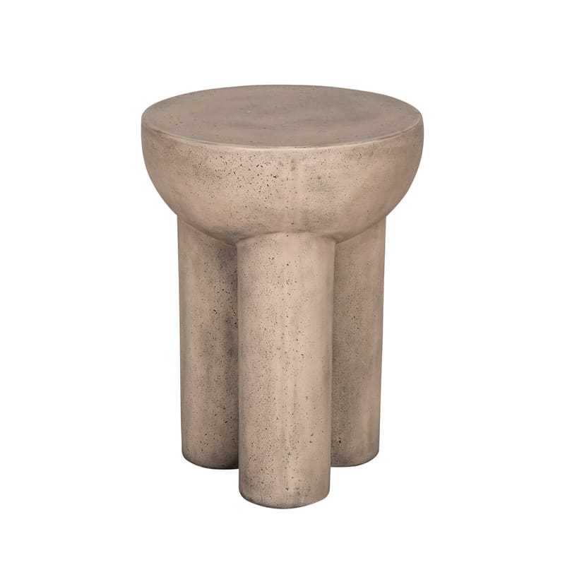Modern Round GFRC Side Table with Rounded Bowl Top and Triple Cylindrical Legs