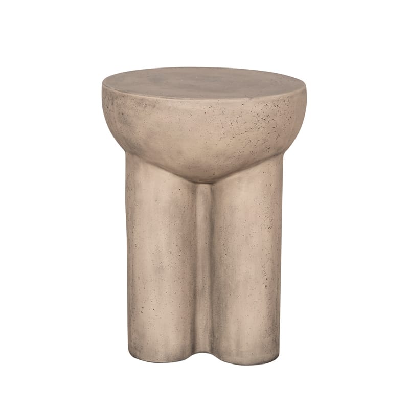Modern Round GFRC Side Table with Rounded Bowl Top and Triple Cylindrical Legs