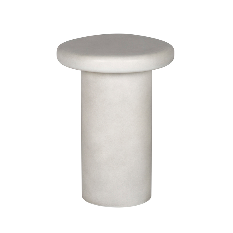 Modern Round GFRC Side Table with Rounded Disc Top and Cylindrical Base
