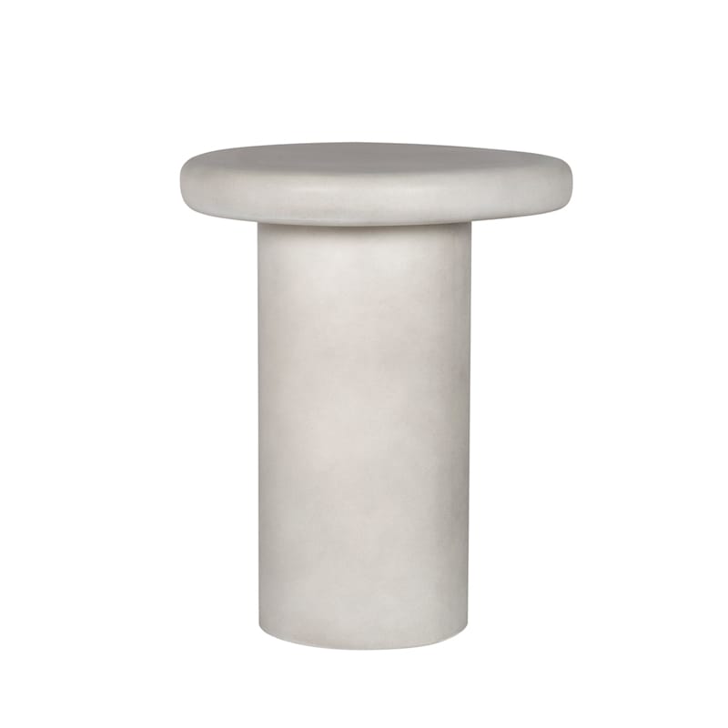 Modern Round GFRC Side Table with Rounded Disc Top and Cylindrical Base