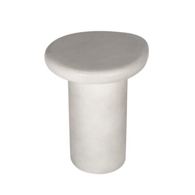 Modern Round GFRC Side Table with Rounded Disc Top and Cylindrical Base
