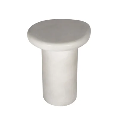 Modern Round GFRC Side Table with Rounded Disc Top and Cylindrical Base