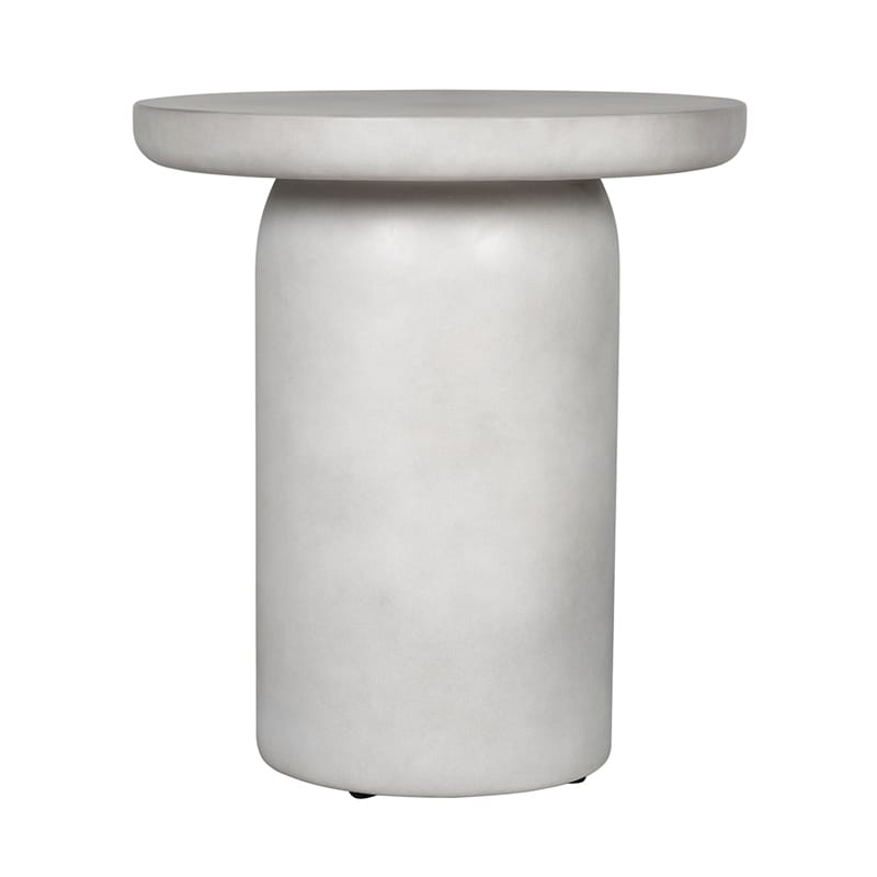 Modern Round GFRC Side Table with Slim Disc Top and Cylindrical Pedestal Base