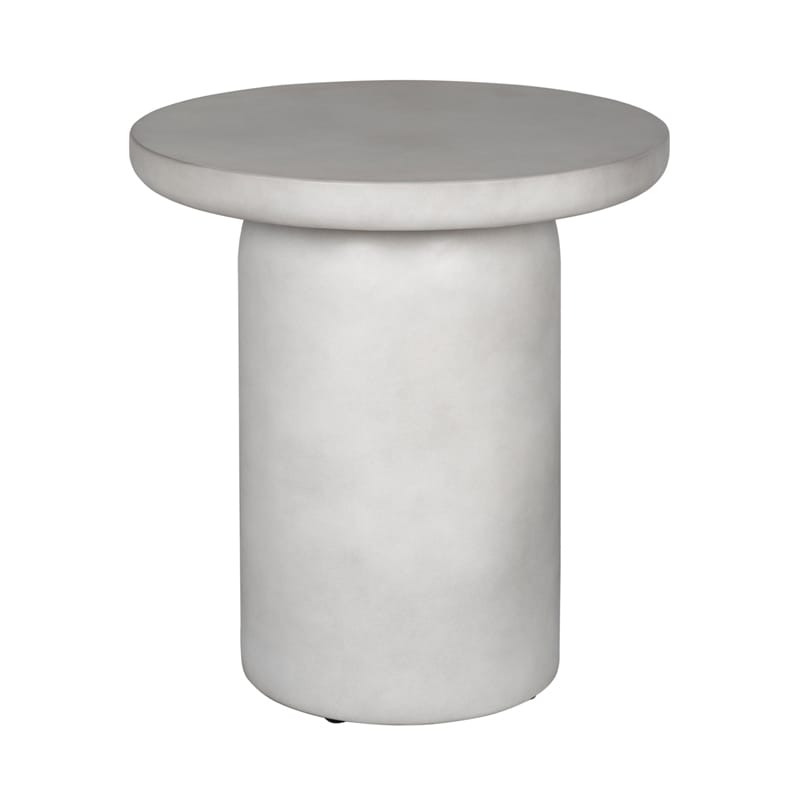 Modern Round GFRC Side Table with Slim Disc Top and Cylindrical Pedestal Base
