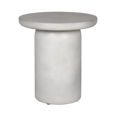 Modern Round GFRC Side Table with Slim Disc Top and Cylindrical Pedestal Base