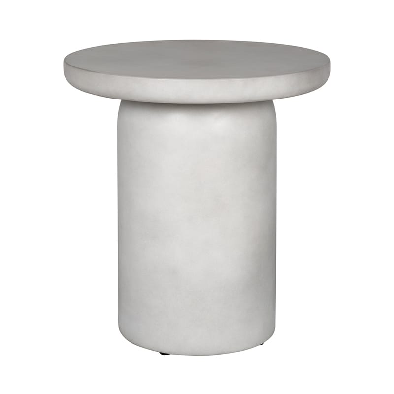 Modern Round GFRC Side Table with Slim Disc Top and Cylindrical Pedestal Base