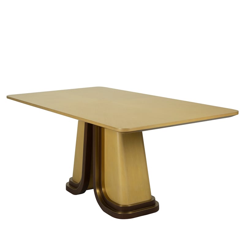 Modern Solid Wood Dining Table with Dual Pedestal Base