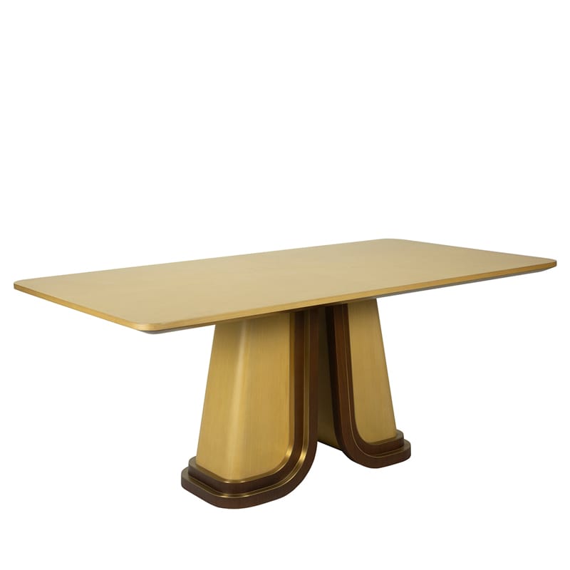 Modern Solid Wood Dining Table with Dual Pedestal Base