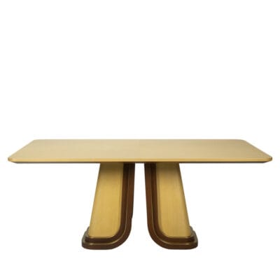 Modern Solid Wood Dining Table with Dual Pedestal Base