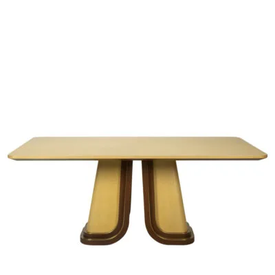 Modern Solid Wood Dining Table with Dual Pedestal Base
