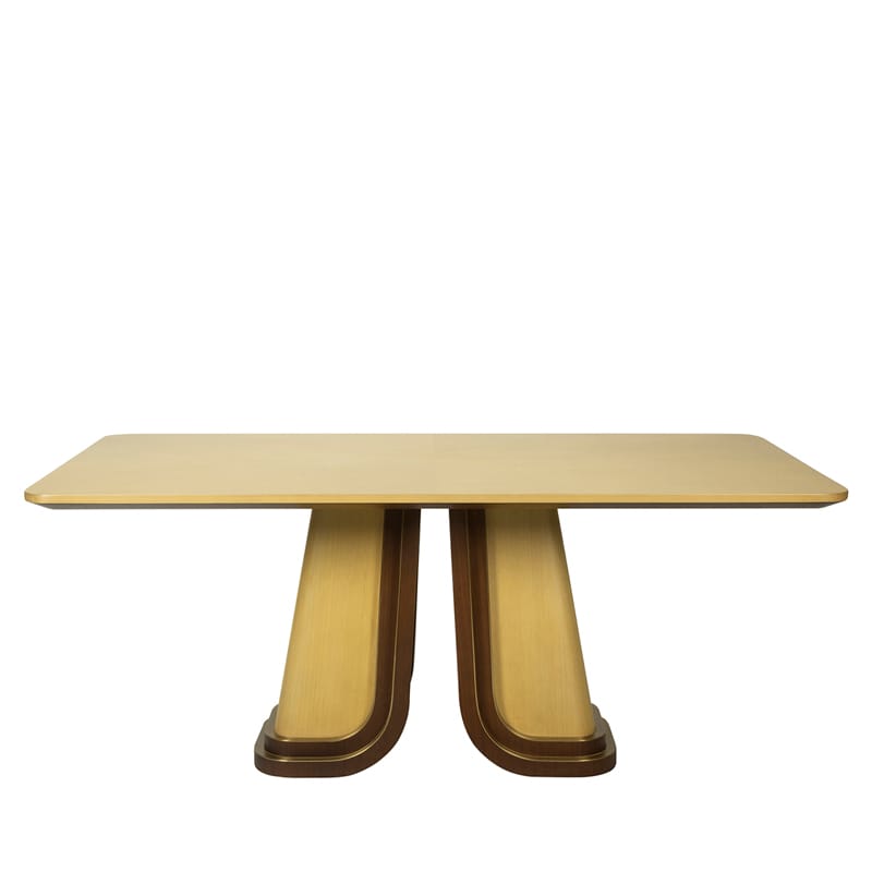Modern Solid Wood Dining Table with Dual Pedestal Base