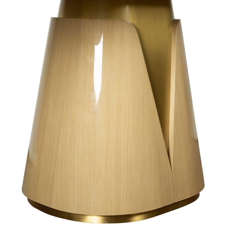 Modern Stone Dining Table with Sculptural Wood Pedestal Base