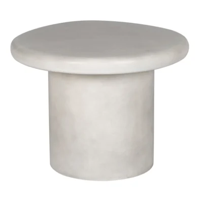 Round GFRC Coffee Table with Thick Bullnose Top and Cylindrical Base