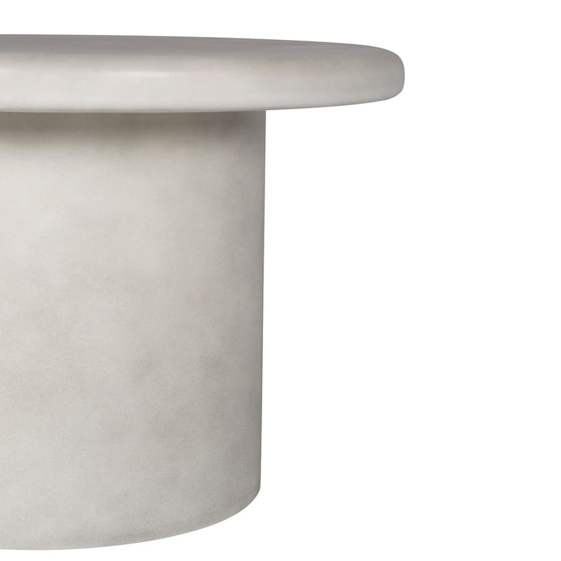 Round GFRC Coffee Table with Thick Bullnose Top and Cylindrical Base