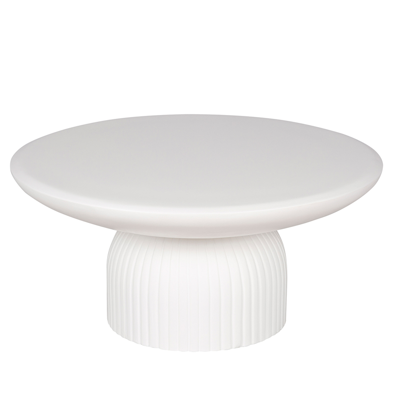 Round GFRC Coffee Table with Fluted Pedestal Base