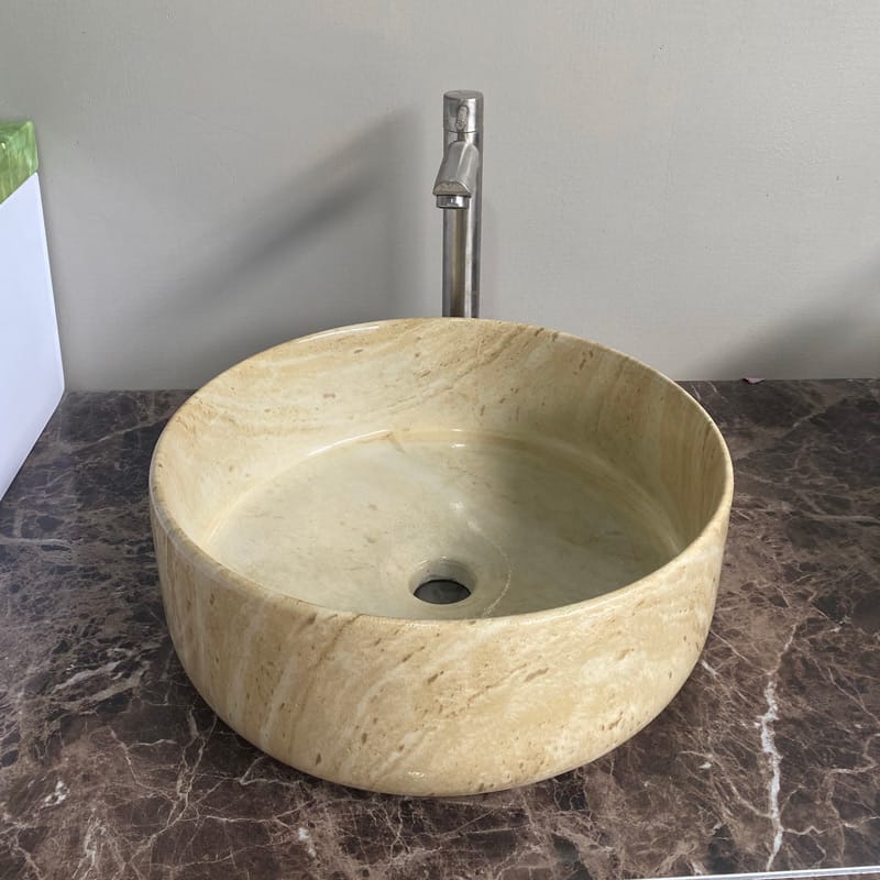Round GFRC Vessel Sink with Smooth Curved Basin for Modern Bathroom Vanity