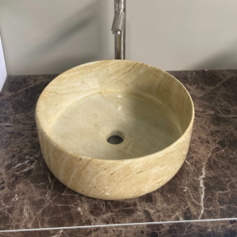 Round GFRC Vessel Sink with Smooth Curved Basin for Modern Bathroom Vanity