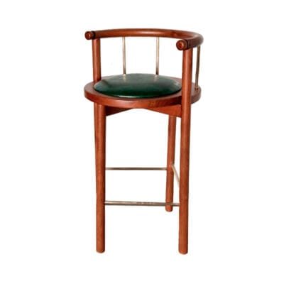 Modern Solid Wood Bar Stool with Upholstered Cushion and Curved Barrel Back