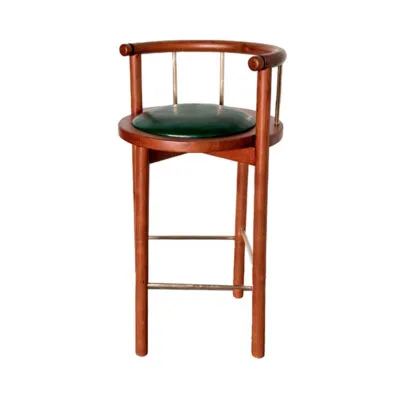 Modern Solid Wood Bar Stool with Upholstered Cushion and Curved Barrel Back